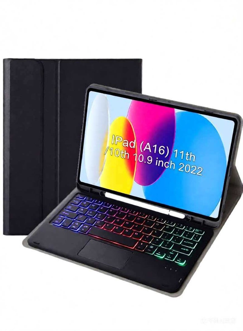 Bilingual Touchpad Keyboard Case for iPad 10th Generation Case (10.9 inch 2022) / iPad A16 11th Generation(11 inch 2025) Backlit Multi Touch Trackpad Flip Stand Case with Pencil Holder - Image 1